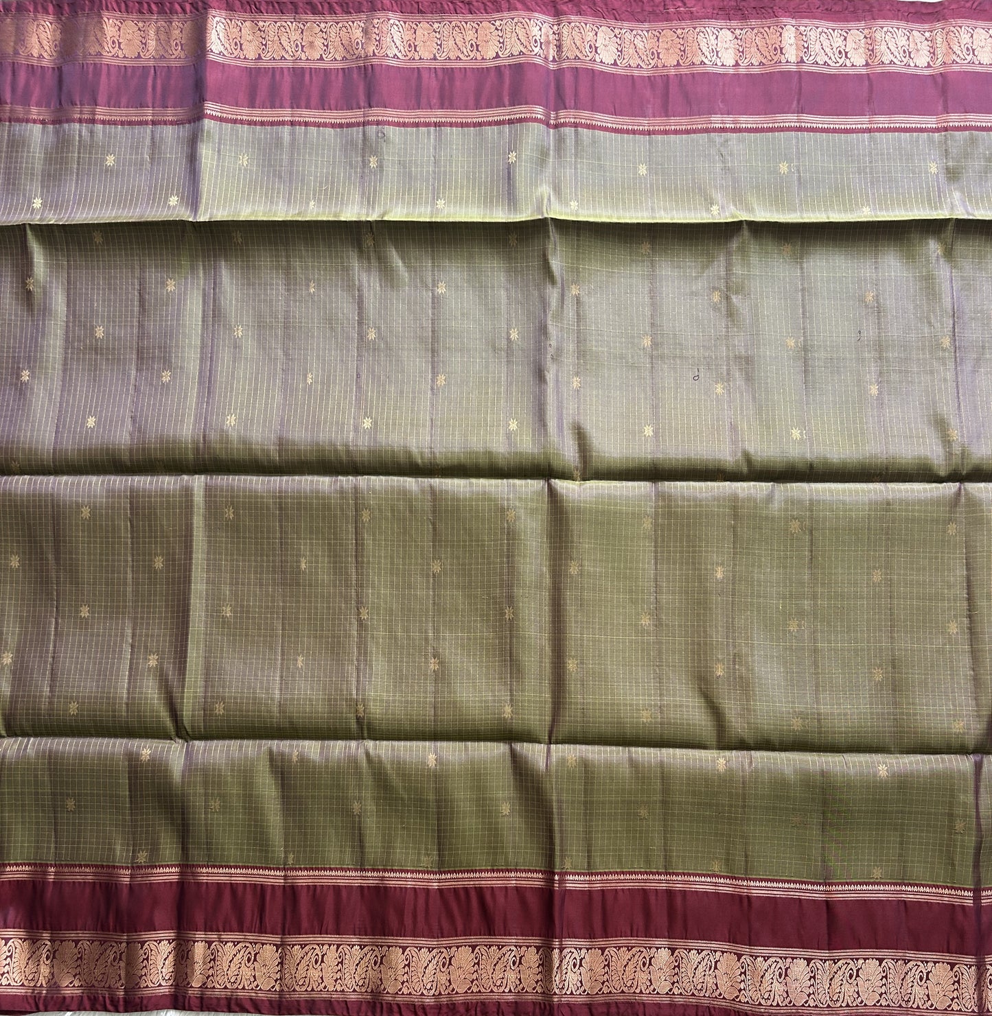 Kanjivaram Silk Saree - Green with Gold Zari Border ( Powerloom) | Affordable Luxury