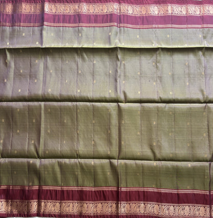 Kanjivaram Silk Saree - Green with Gold Zari Border ( Powerloom) | Affordable Luxury