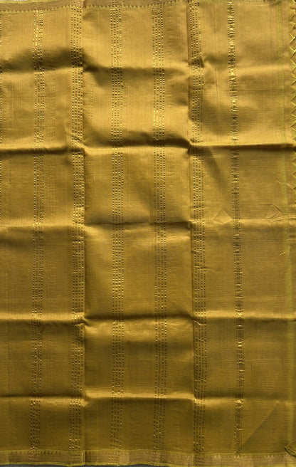 Mangalagiri Plain Pattu Saree Mustard colored complemented with a Zari Border. - Sampradaya Designer Studio