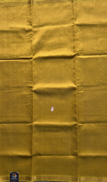 Mangalagiri Plain Pattu Saree Mustard colored complemented with a Zari Border. - Sampradaya Designer Studio