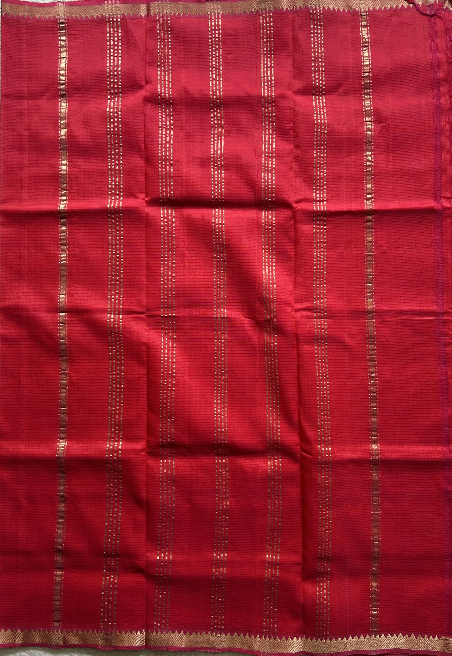 Mangalagiri Plain Pattu Saree Pink colored complemented with a Zari Border. - Sampradaya Designer Studio