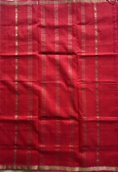 Mangalagiri Plain Pattu Saree Pink colored complemented with a Zari Border. - Sampradaya Designer Studio
