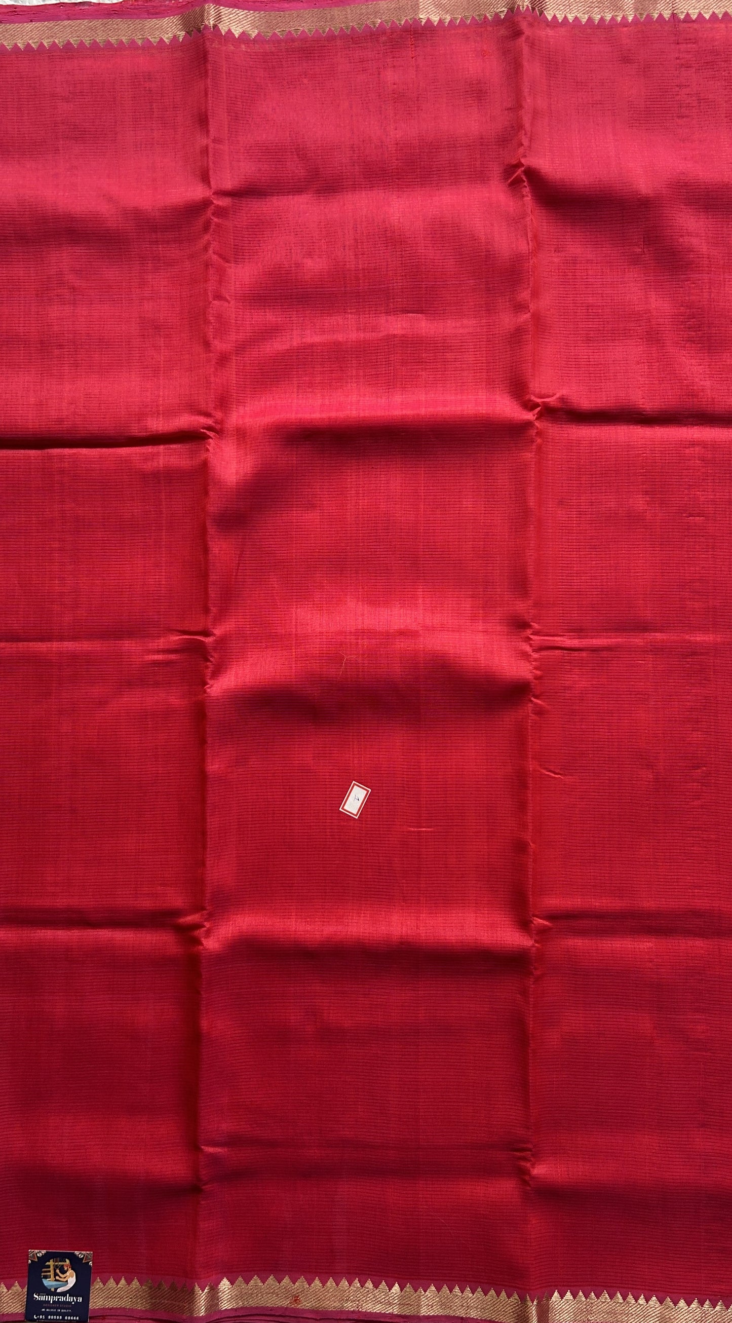 Mangalagiri Plain Pattu Saree Pink colored complemented with a Zari Border. - Sampradaya Designer Studio