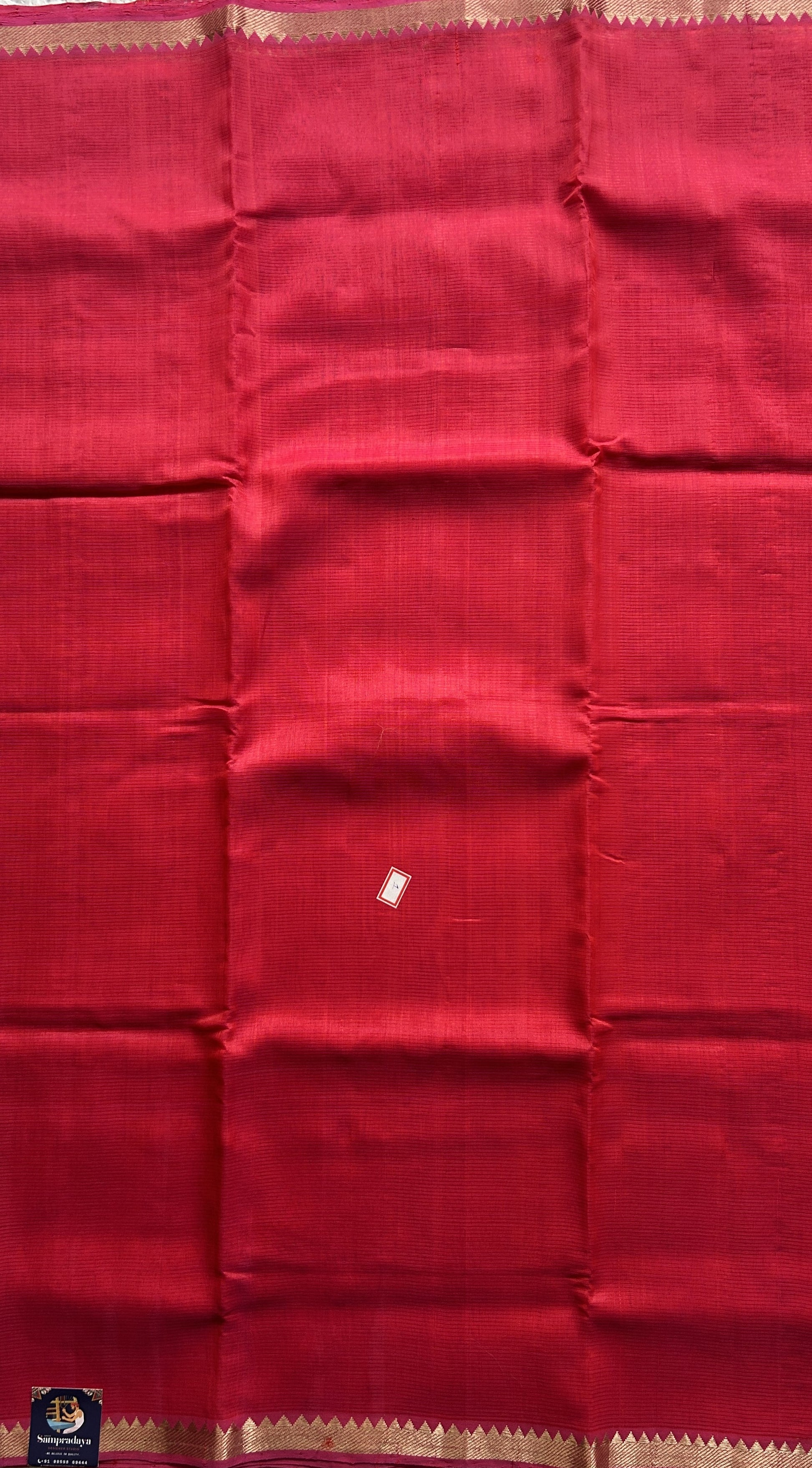 Mangalagiri Plain Pattu Saree Pink colored complemented with a Zari Border. - Sampradaya Designer Studio