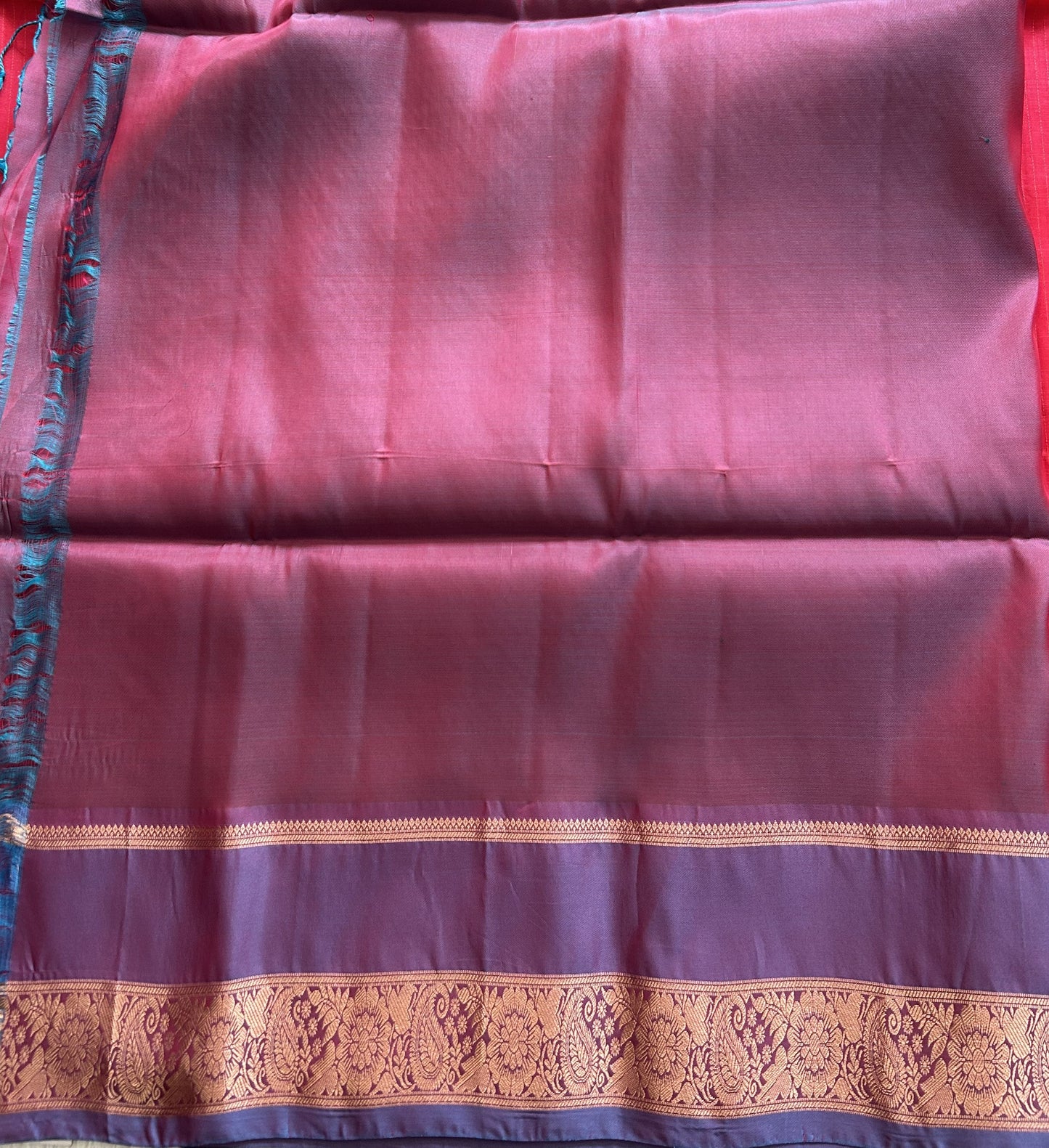 Kanjivaram Silk Saree - Pink with Gold Zari Border ( Powerloom) | Affordable Luxury
