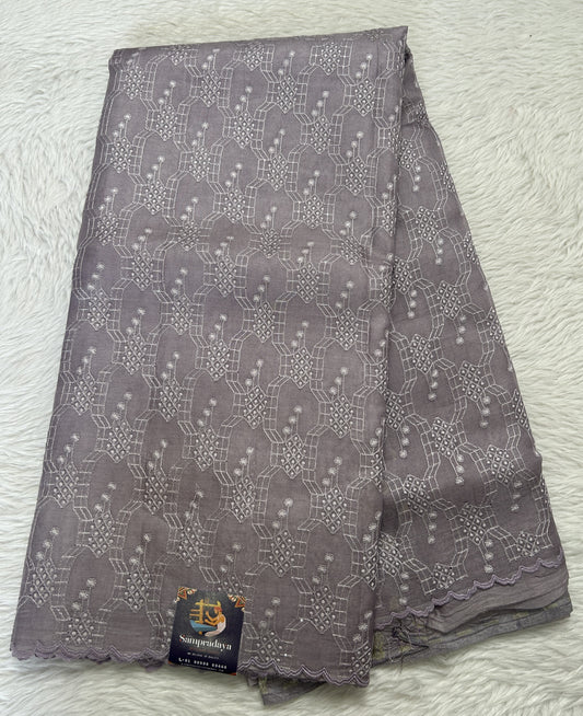 Banarasi Kora Silk Saree Light Lavender Colored Complemented with a Scallop Border. - Sampradaya Designer Studio