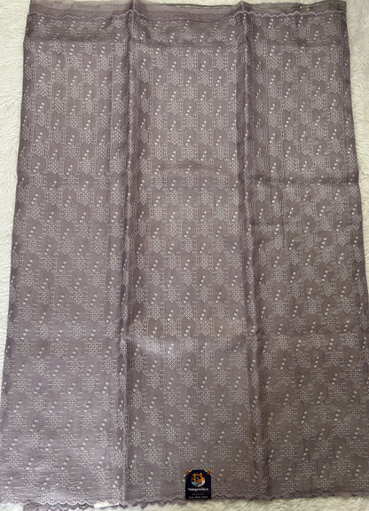 Banarasi Kora Silk Saree Light Lavender Colored Complemented with a Scallop Border. - Sampradaya Designer Studio