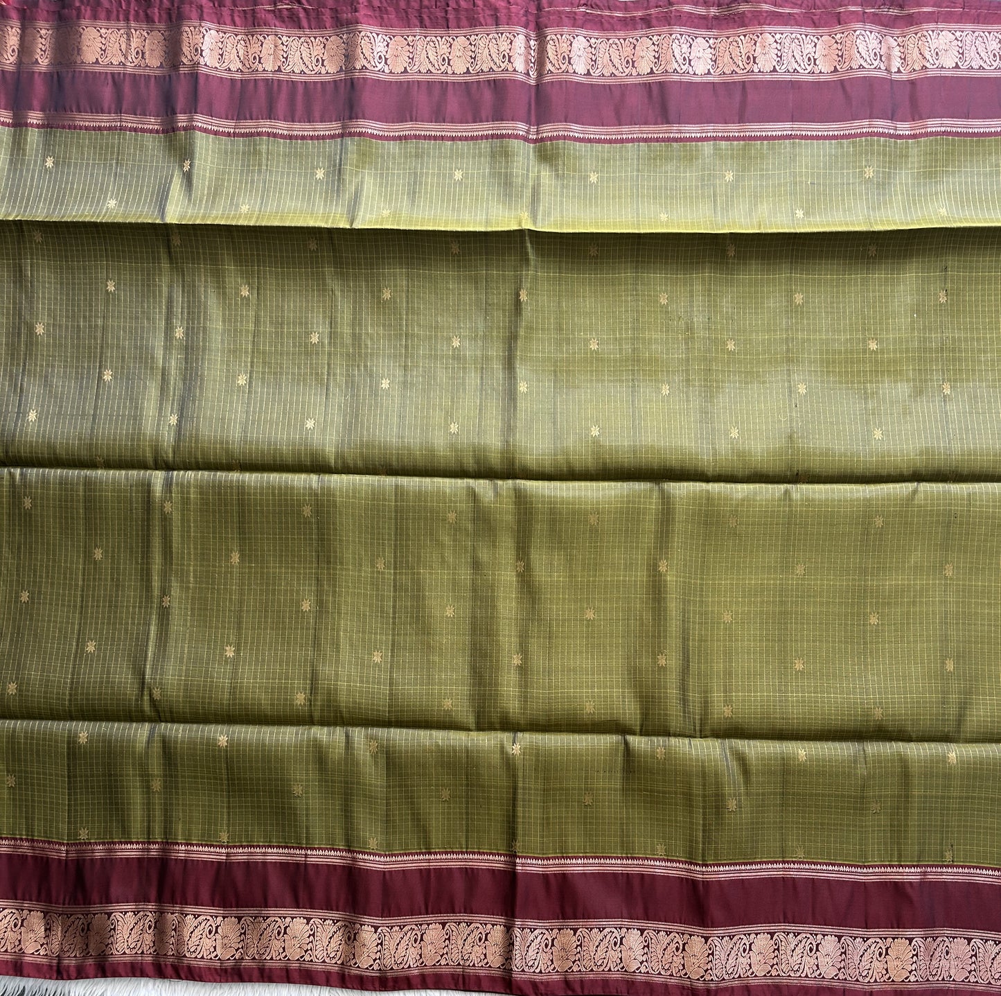 Kanjivaram Silk Saree - Green with Gold Zari Border ( Powerloom) | Affordable Luxury