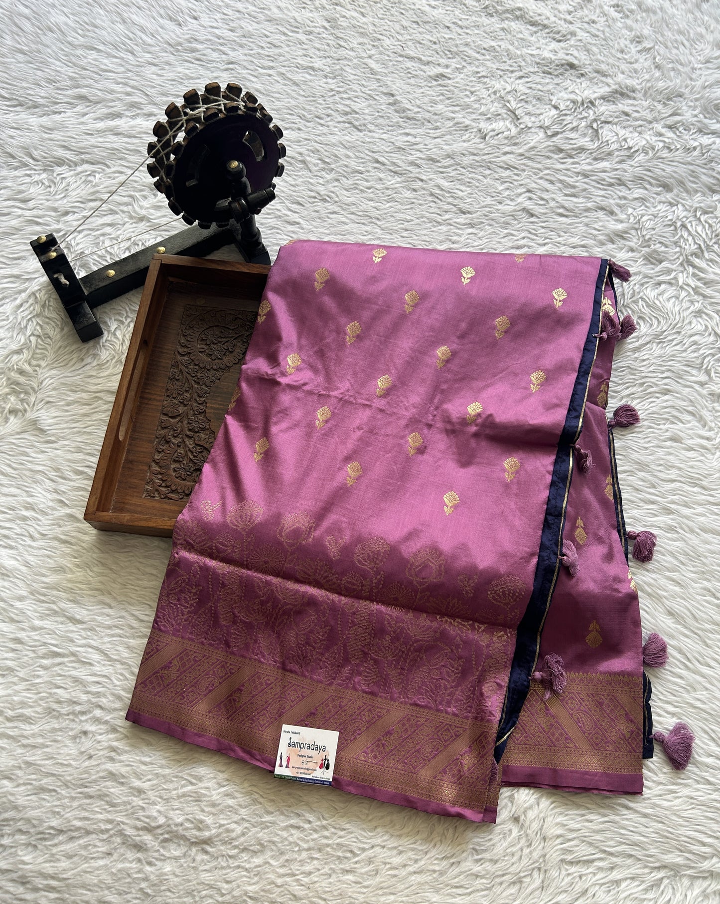 Semi Tussar Saree Lavender Colored Complemented with a Borderless. - Sampradaya Designer Studio