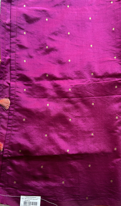 Semi Tussar Saree Peach Colored Complemented with a Borderless. - Sampradaya Designer Studio
