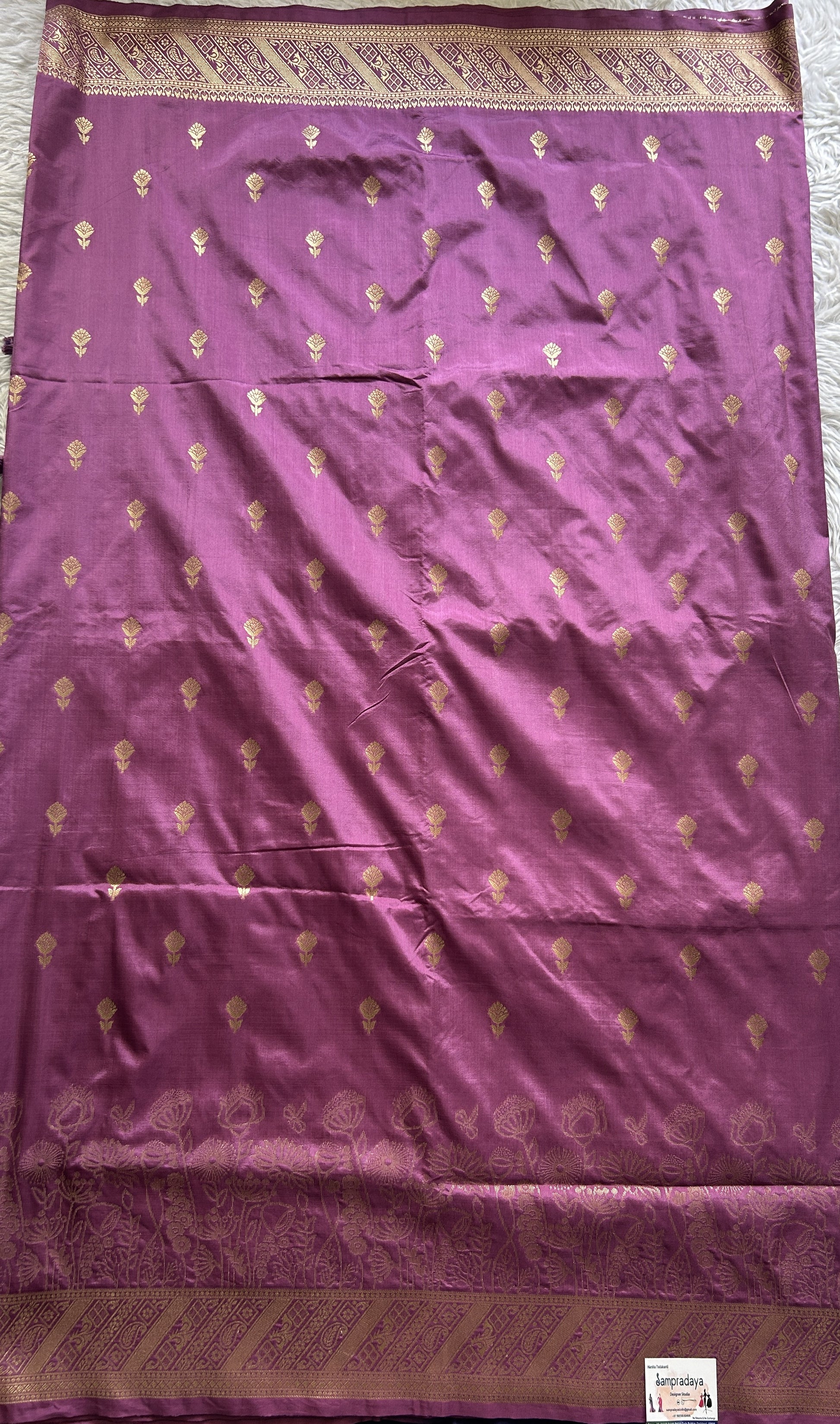 Semi Tussar Saree Lavender Colored Complemented with a Borderless. - Sampradaya Designer Studio