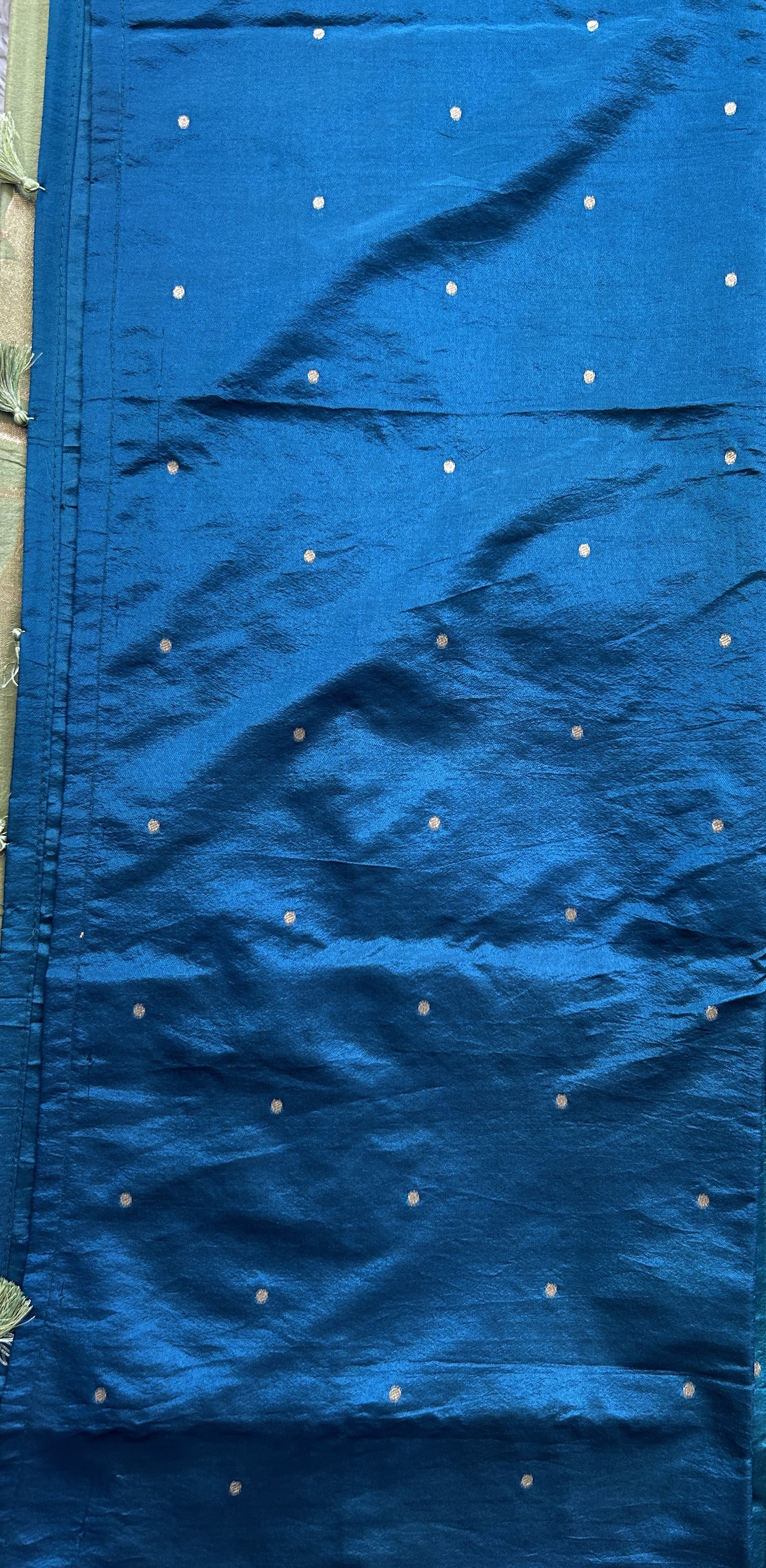 Semi Tussar Saree Cool Green Colored Complemented with a Borderless. - Sampradaya Designer Studio