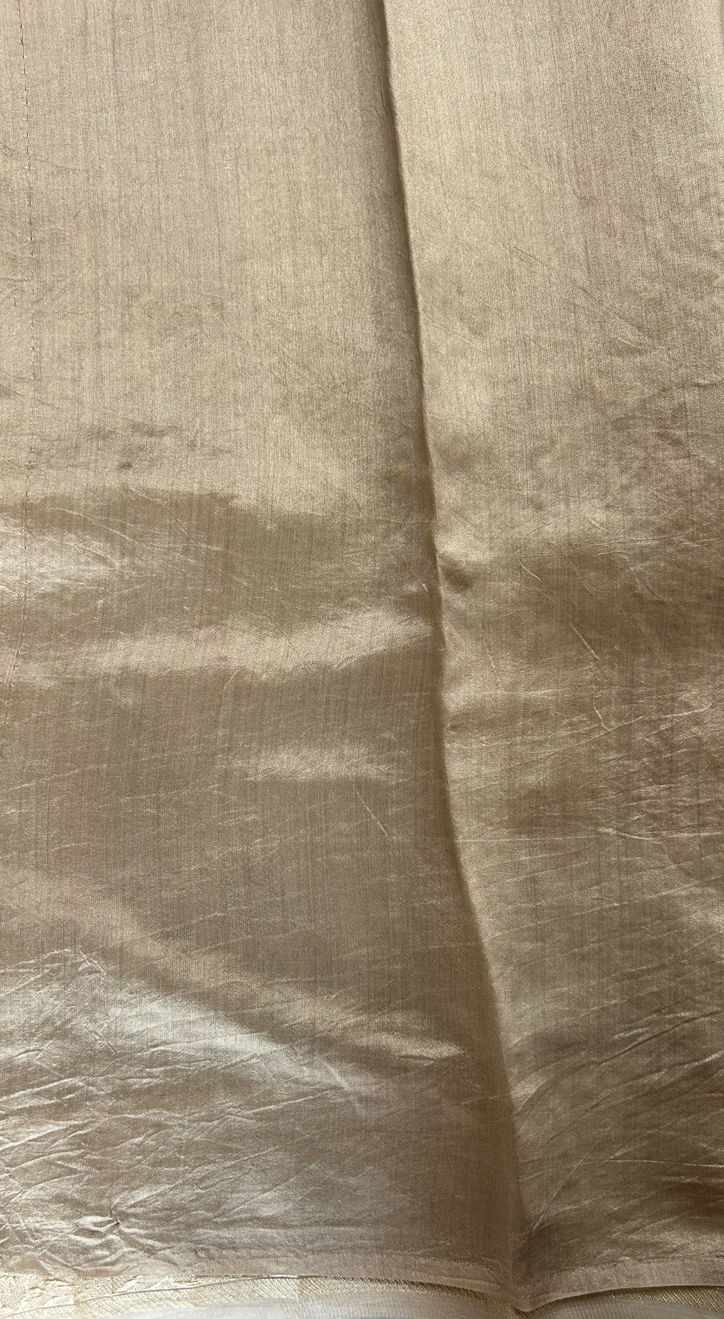 Banarasi Kora Silk Saree Light Brown Colored Complemented with a Zari Border. - Sampradaya Designer Studio