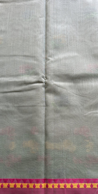 Semi Tussar Saree Light Green Colored Complemented with a Thread Border. - Sampradaya Designer Studio