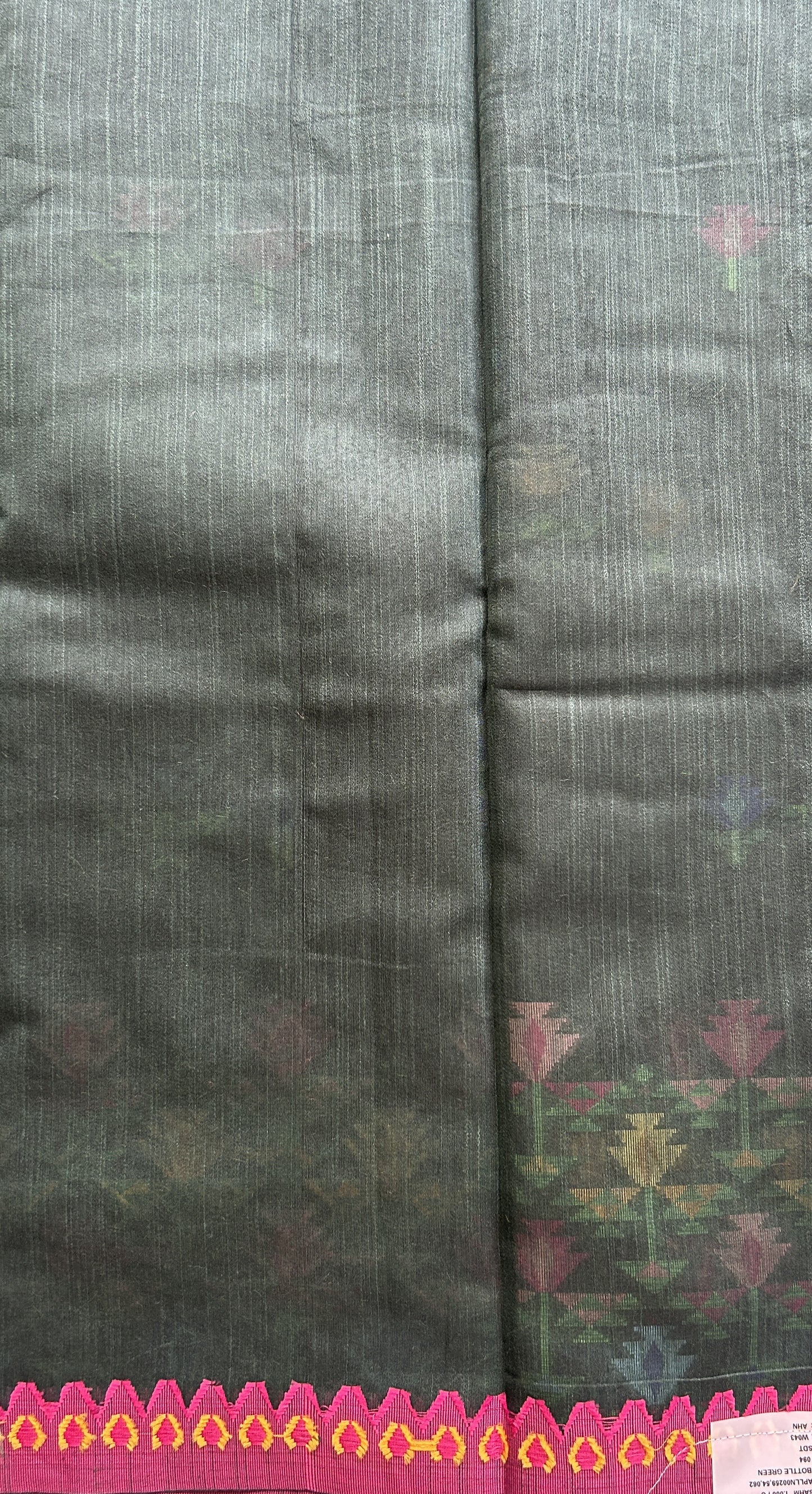 Semi Tussar Saree Bottle Green Colored Complemented with a Thread Border. - Sampradaya Designer Studio