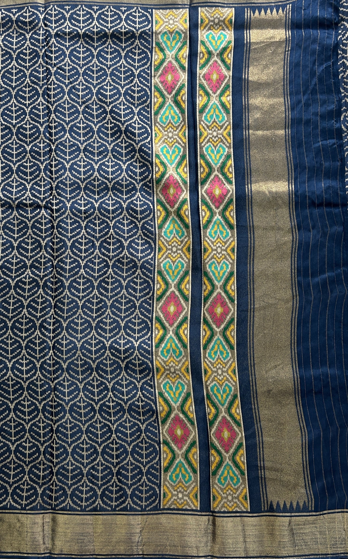 Dola Crepe Saree Blue Colored Elegantly Paired with a Zari Border. - Sampradaya Designer Studio