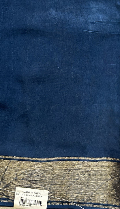 Dola Crepe Saree Blue Colored Elegantly Paired with a Zari Border. - Sampradaya Designer Studio