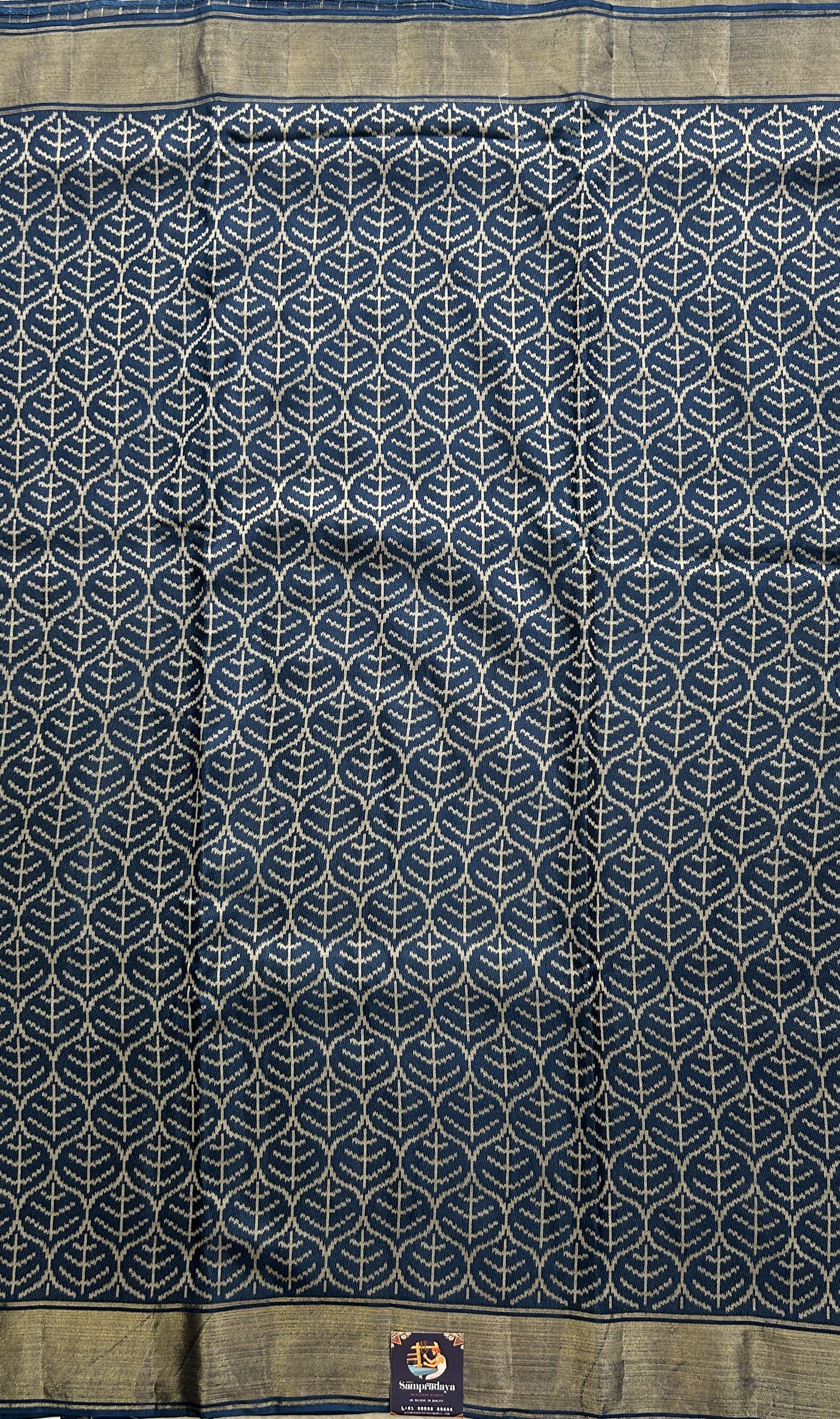 Dola Crepe Saree Blue Colored Elegantly Paired with a Zari Border. - Sampradaya Designer Studio