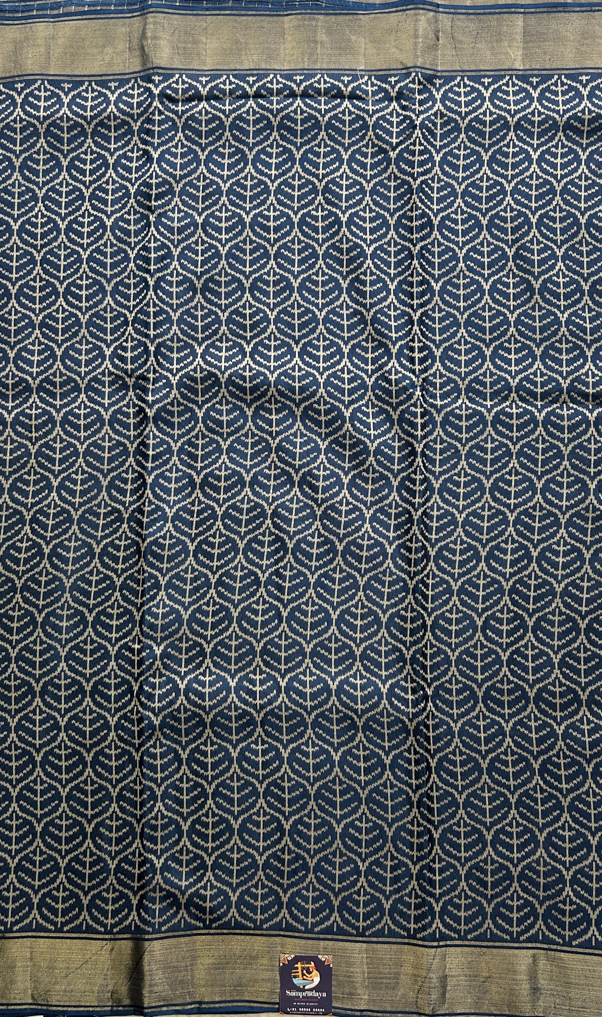 Dola Crepe Saree Blue Colored Elegantly Paired with a Zari Border. - Sampradaya Designer Studio