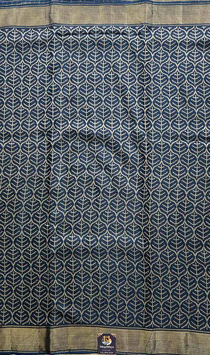 Dola Crepe Saree Blue Colored Elegantly Paired with a Zari Border. - Sampradaya Designer Studio