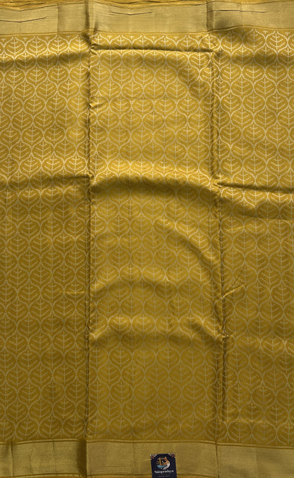 Dola Crepe Saree Dark Yellow Colored Elegantly Paired with a Zari Border. - Sampradaya Designer Studio