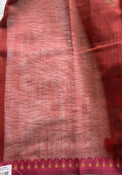 Semi Tussar Saree Maroon Colored complemented with a Thread Border. - Sampradaya Designer Studio