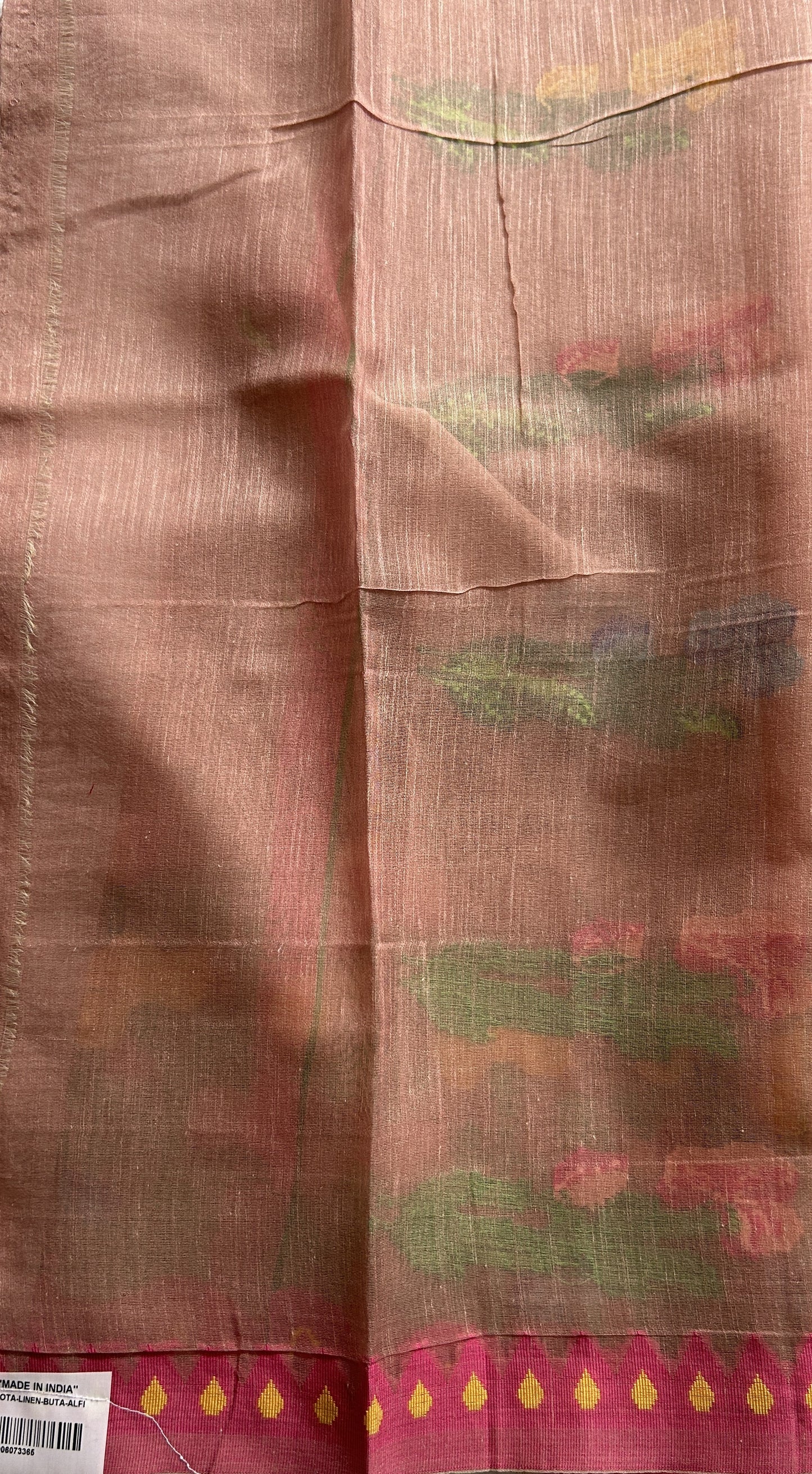 Semi Tussar Saree Sand Colored complemented with a Thread Border. - Sampradaya Designer Studio