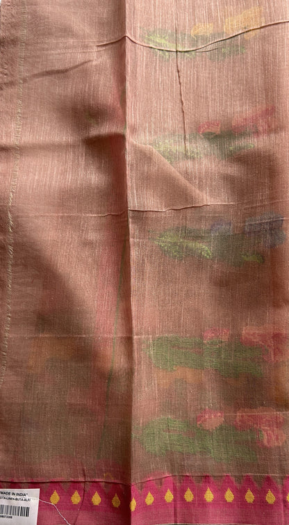 Semi Tussar Saree Sand Colored complemented with a Thread Border. - Sampradaya Designer Studio