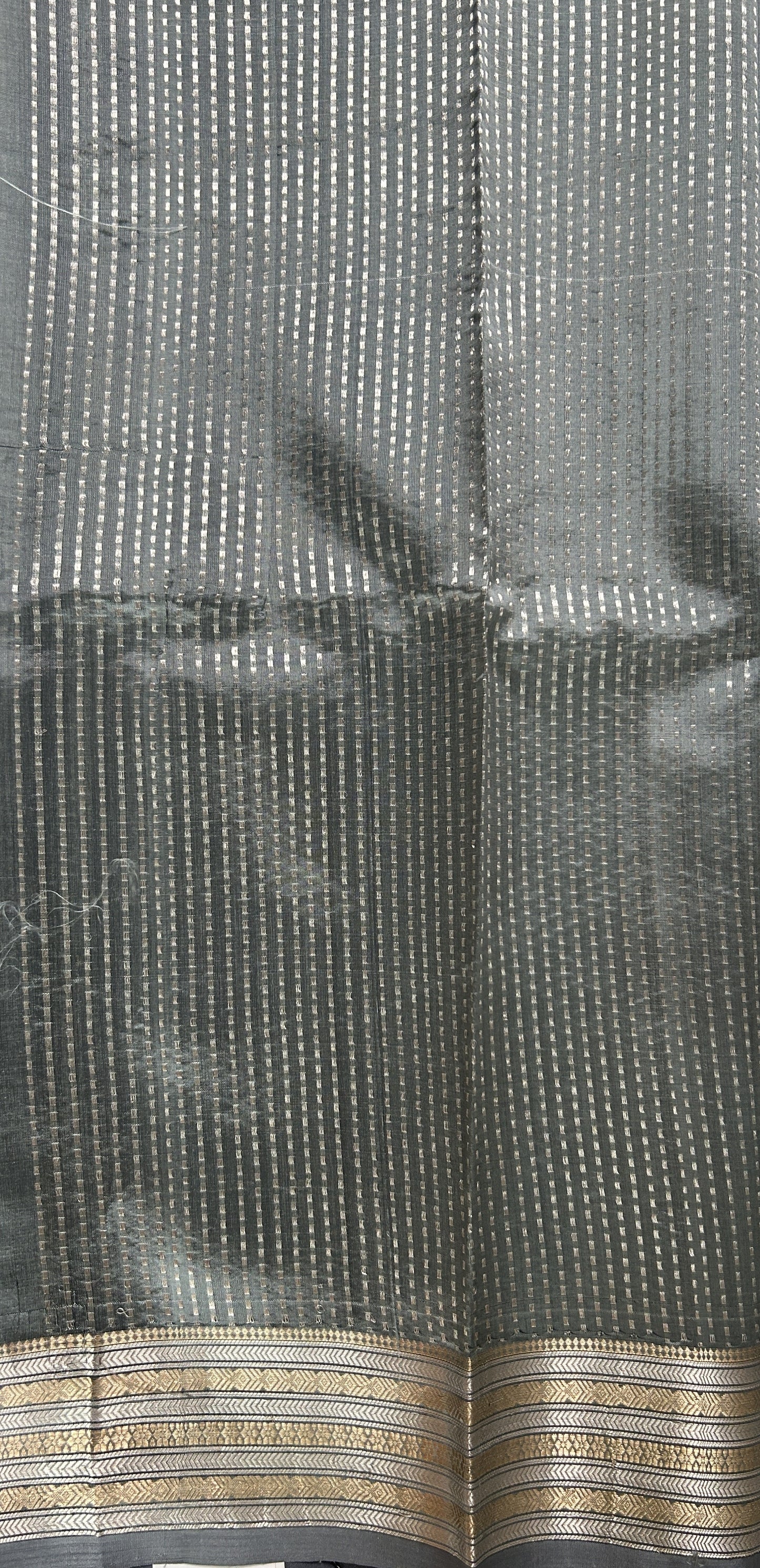 Banarasi Katan Silk Saree Ink Blue Colored Complemented with a Zari border. - Sampradaya Designer Studio