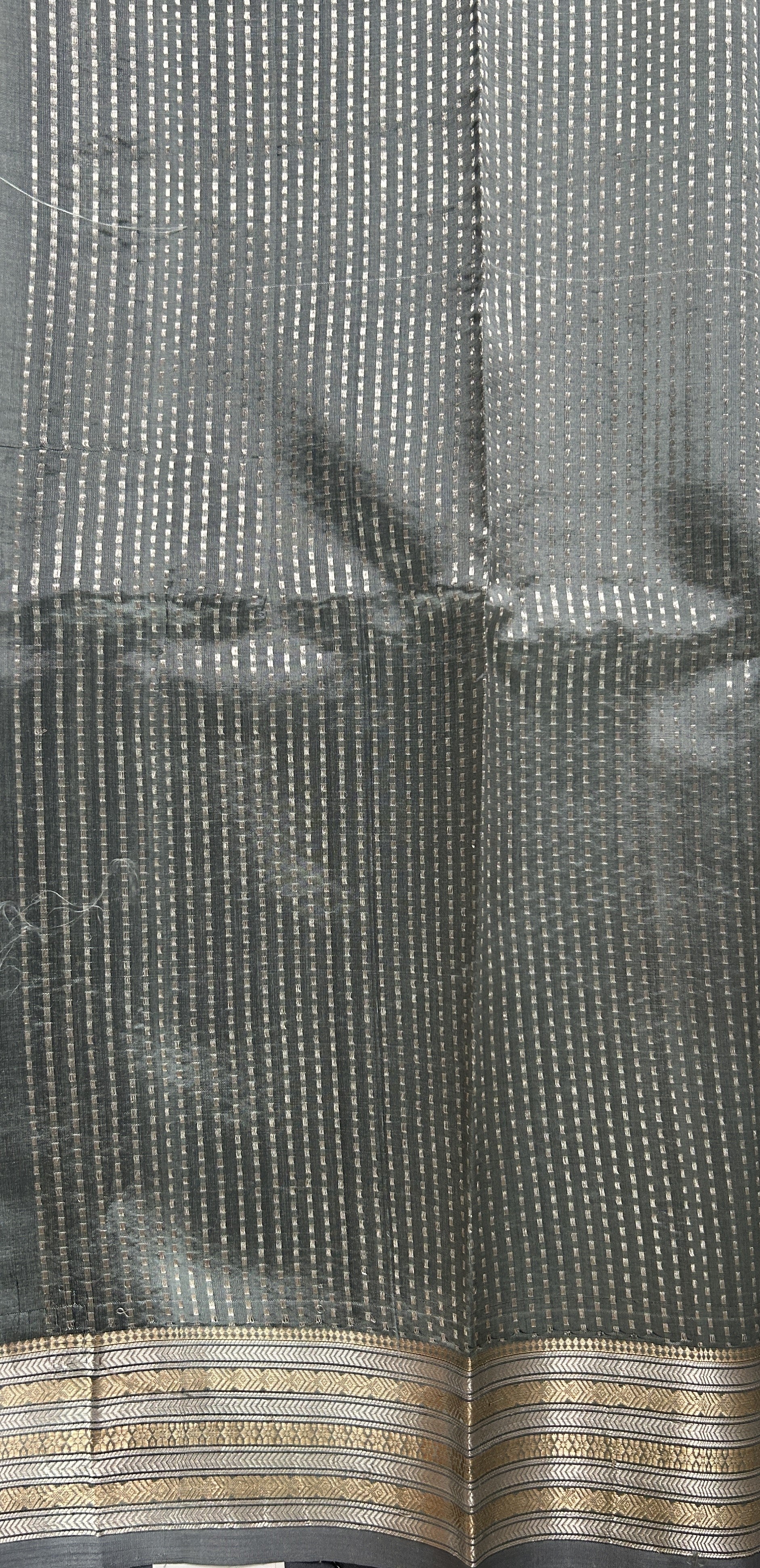 Banarasi Katan Silk Saree Ink Blue Colored Complemented with a Zari border. - Sampradaya Designer Studio