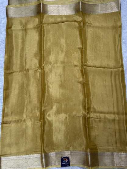 Satin Georgette Saree Yellow Colored Complemented with a Zari Border. - Sampradaya Designer Studio