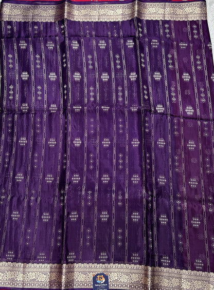 Satin Georgette Saree Purple Colored Complemented with a Zari Border. - Sampradaya Designer Studio