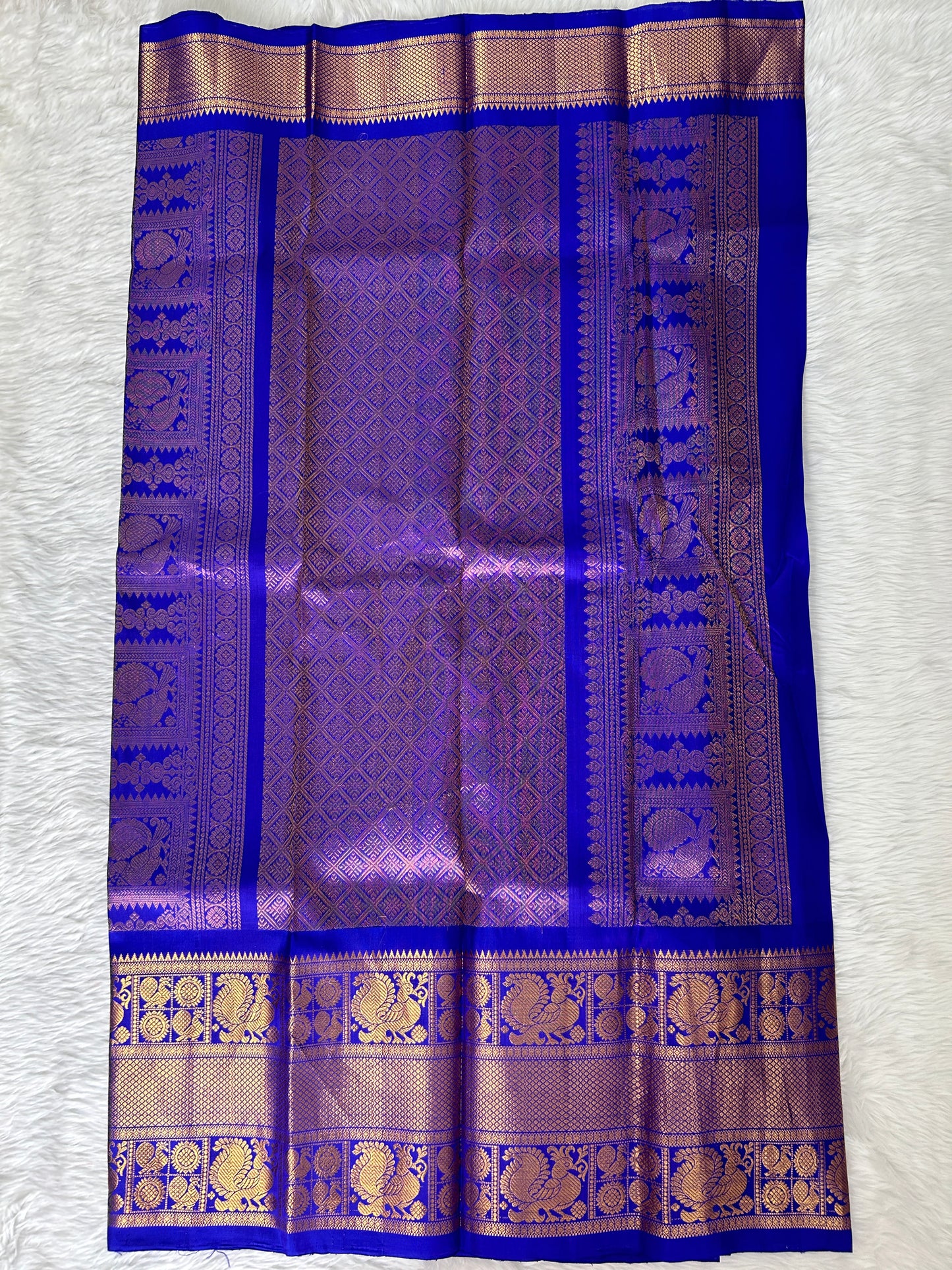 Gadwal Pattu Saree Lite Blue Colored Complemented With a Pattu Royal Blue Border - Sampradaya Designer Studio