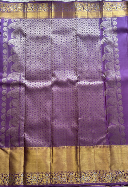Kanjivaram Bridal Silk Saree Lavender colored Saree complemented with a Zari border. - Sampradaya Designer Studio