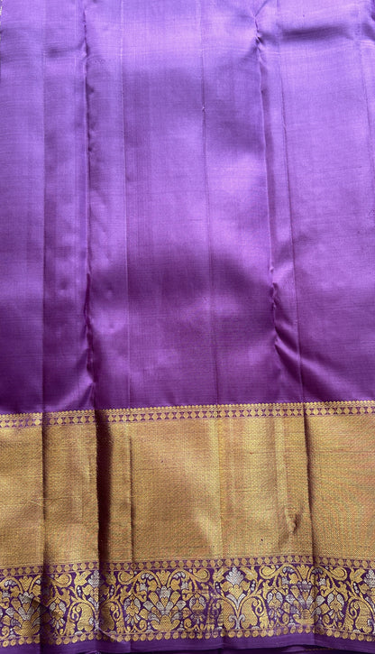 Kanjivaram Bridal Silk Saree Lavender colored Saree complemented with a Zari border. - Sampradaya Designer Studio