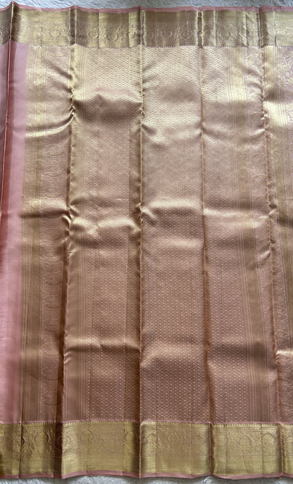 Kanjivaram Bridal Silk Saree Gray colored Saree complemented with a Zari border. - Sampradaya Designer Studio