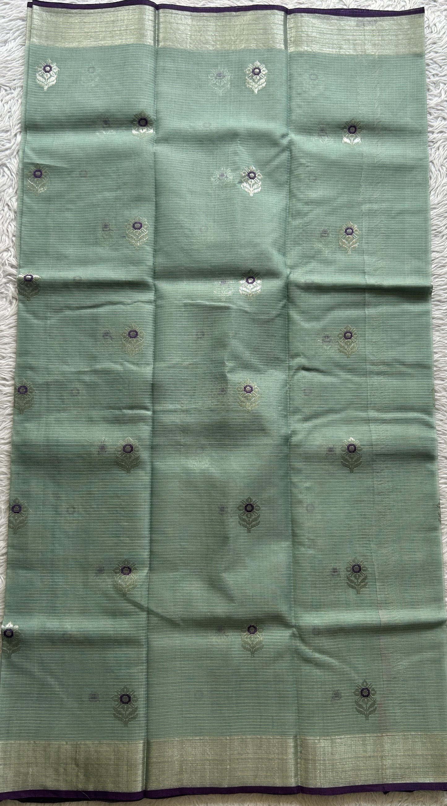 Pure Zarikota Saree Sea Blue Colored Complemented with a Zari border. - Sampradaya Designer Studio