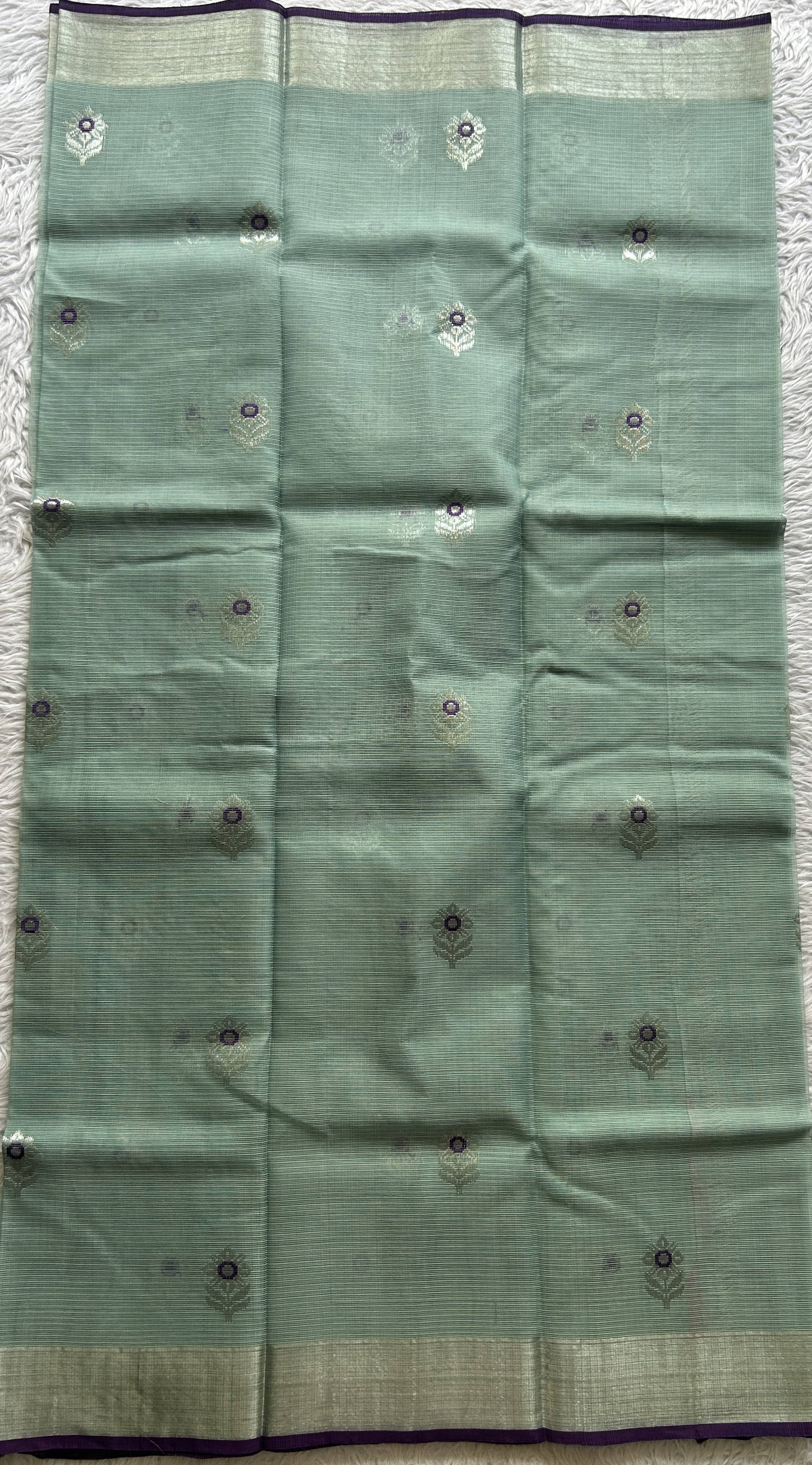 Pure Zarikota Saree Sea Blue Colored Complemented with a Zari border. - Sampradaya Designer Studio
