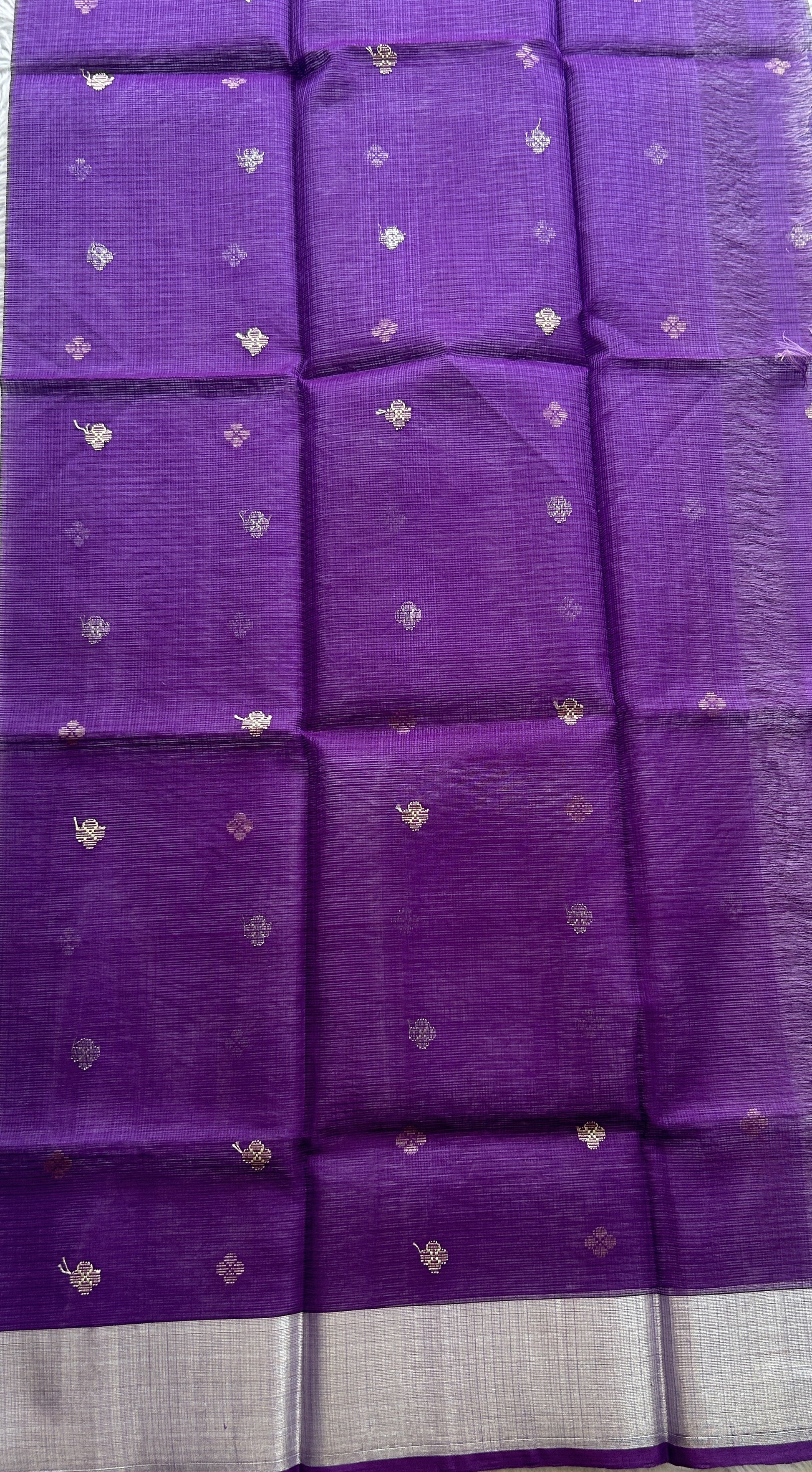 Pure Zarikota Saree Sea Blue Colored Complemented with a Zari border. - Sampradaya Designer Studio