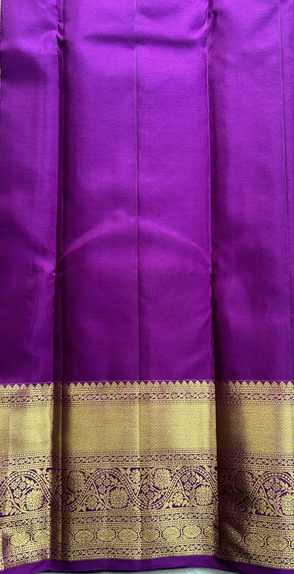 Kanjivaram Bridal Silk Saree Light Lilac colored complemented with a Zari border. - Sampradaya Designer Studio