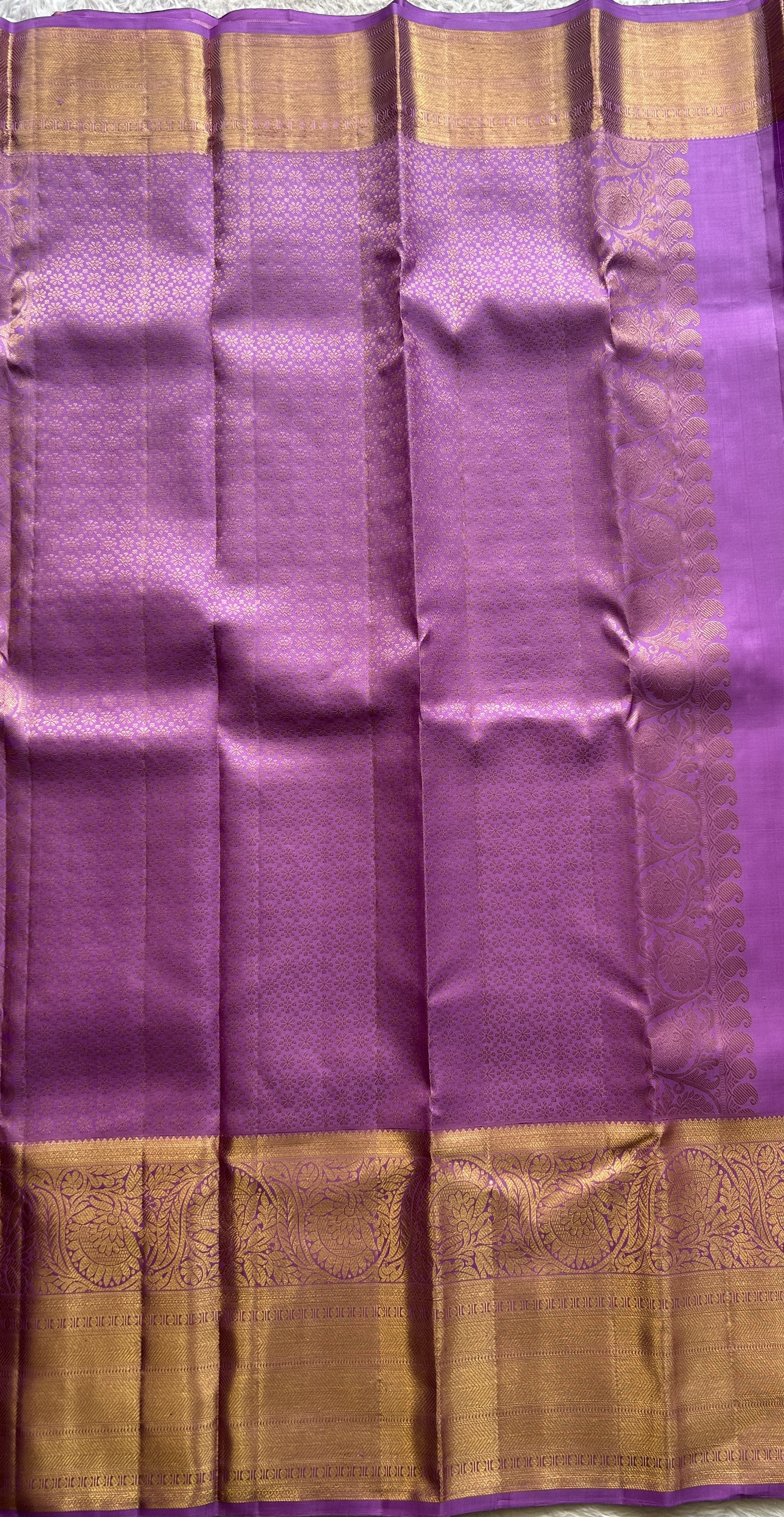 Kanjivaram Bridal Silk Saree Plum colored complemented with a Zari border. - Sampradaya Designer Studio