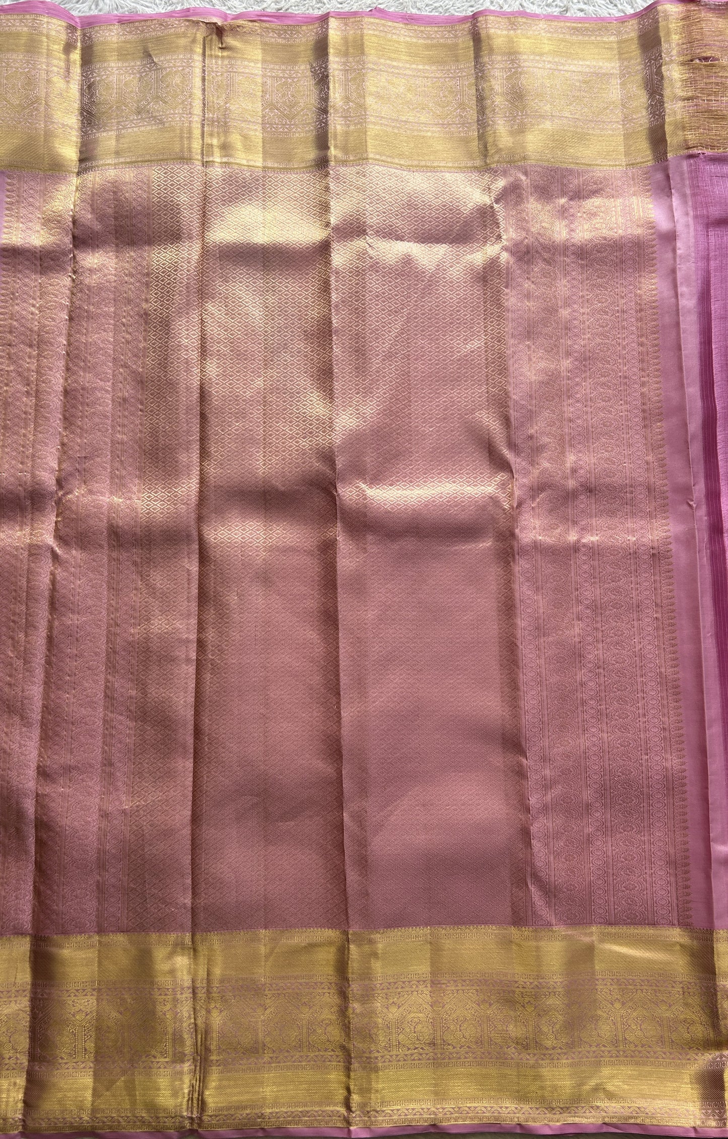 Kanjivaram Bridal Silk Saree Light Pink colored complemented with a Zari border. - Sampradaya Designer Studio