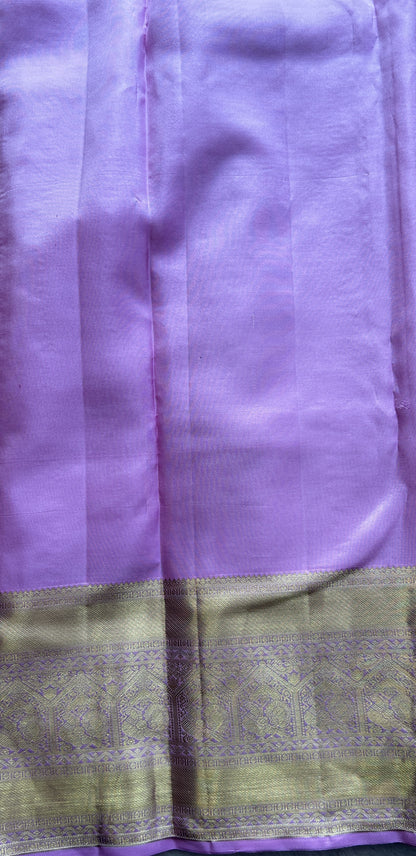 Kanjivaram Bridal Silk Saree Light Pink colored complemented with a Zari border. - Sampradaya Designer Studio
