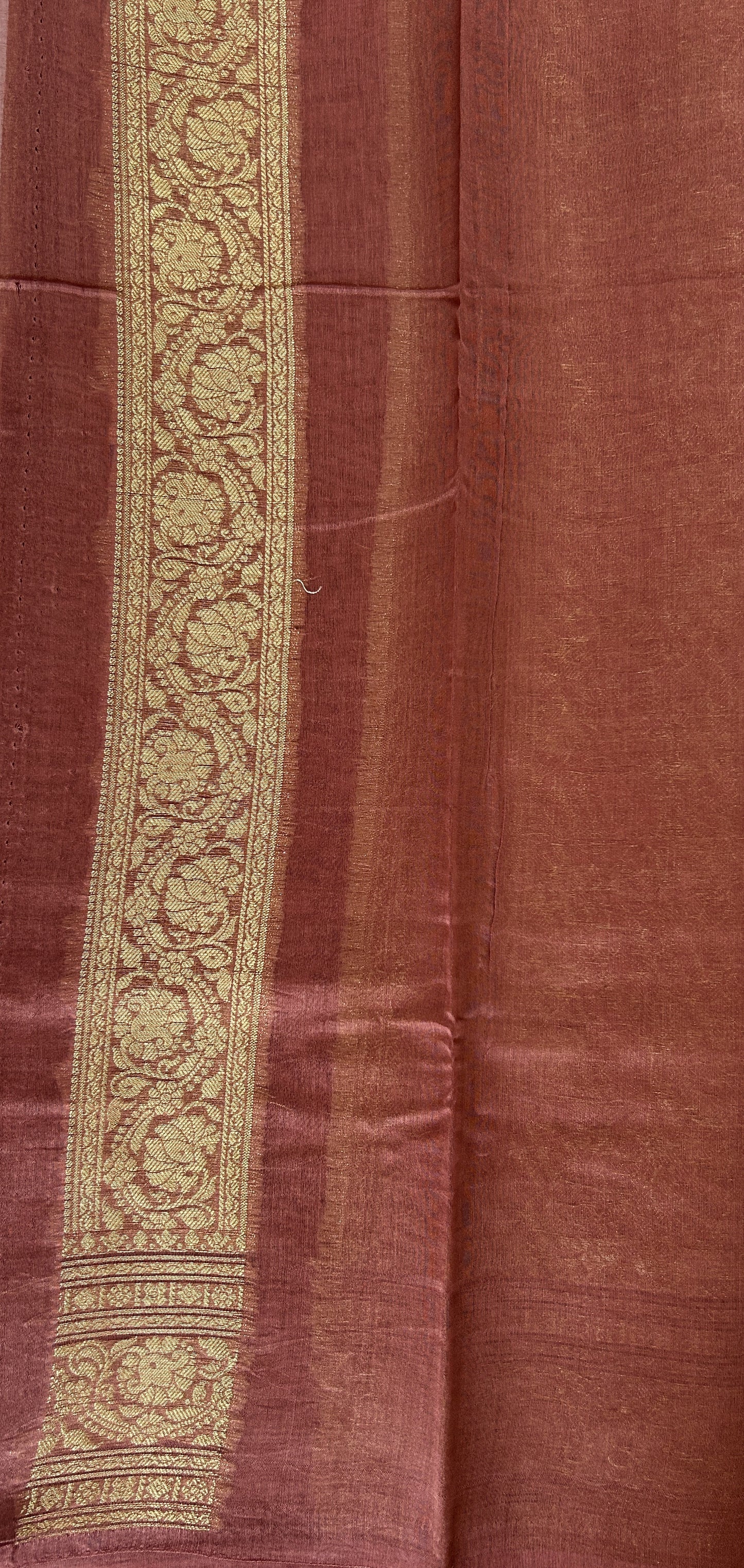 Maheshwari Chanderi Cotton Saree Sea Blue Colored Complemented with a Rusty Rose Color Zari Border. - Sampradaya Designer Studio