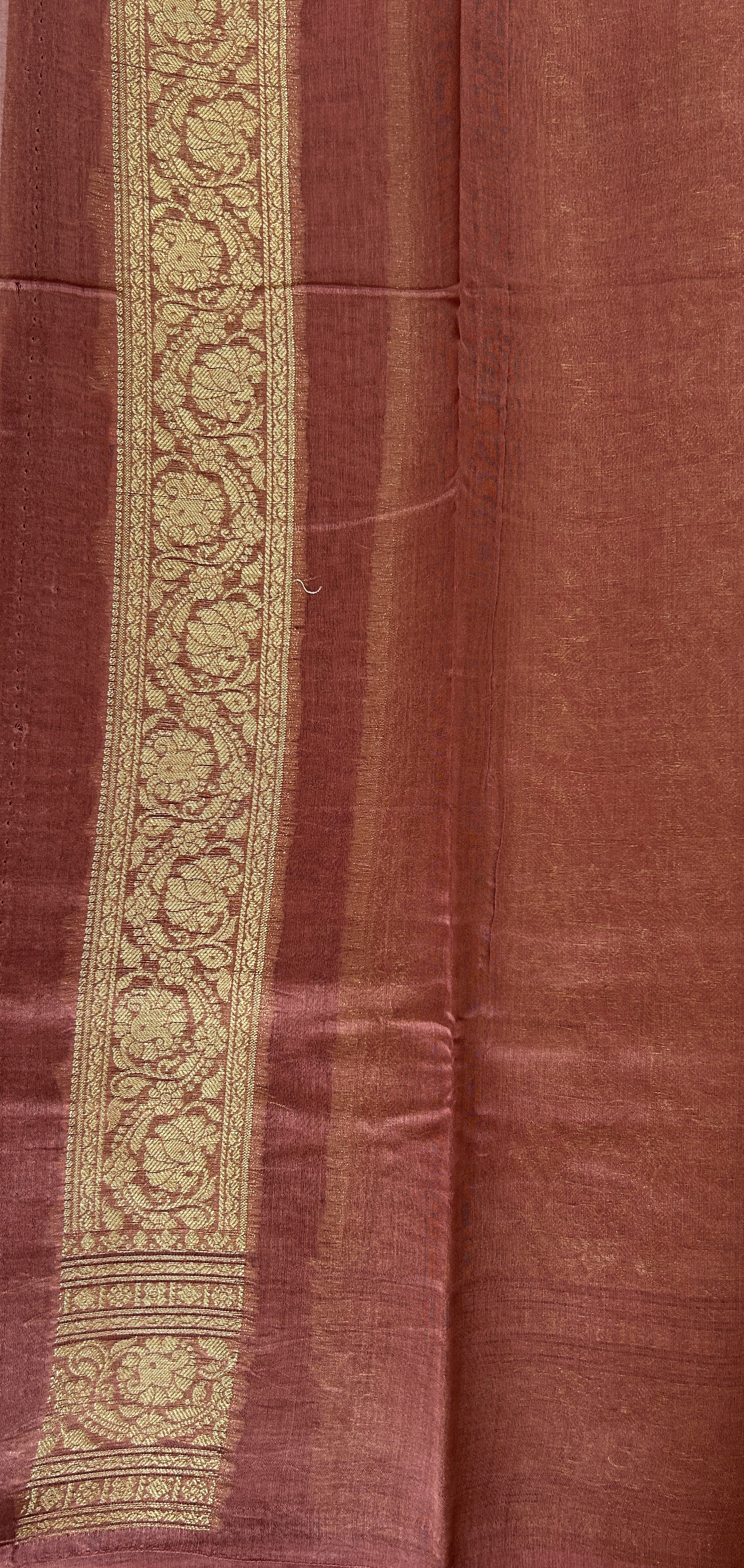 Maheshwari Chanderi Cotton Saree Sea Blue Colored Complemented with a Rusty Rose Color Zari Border. - Sampradaya Designer Studio