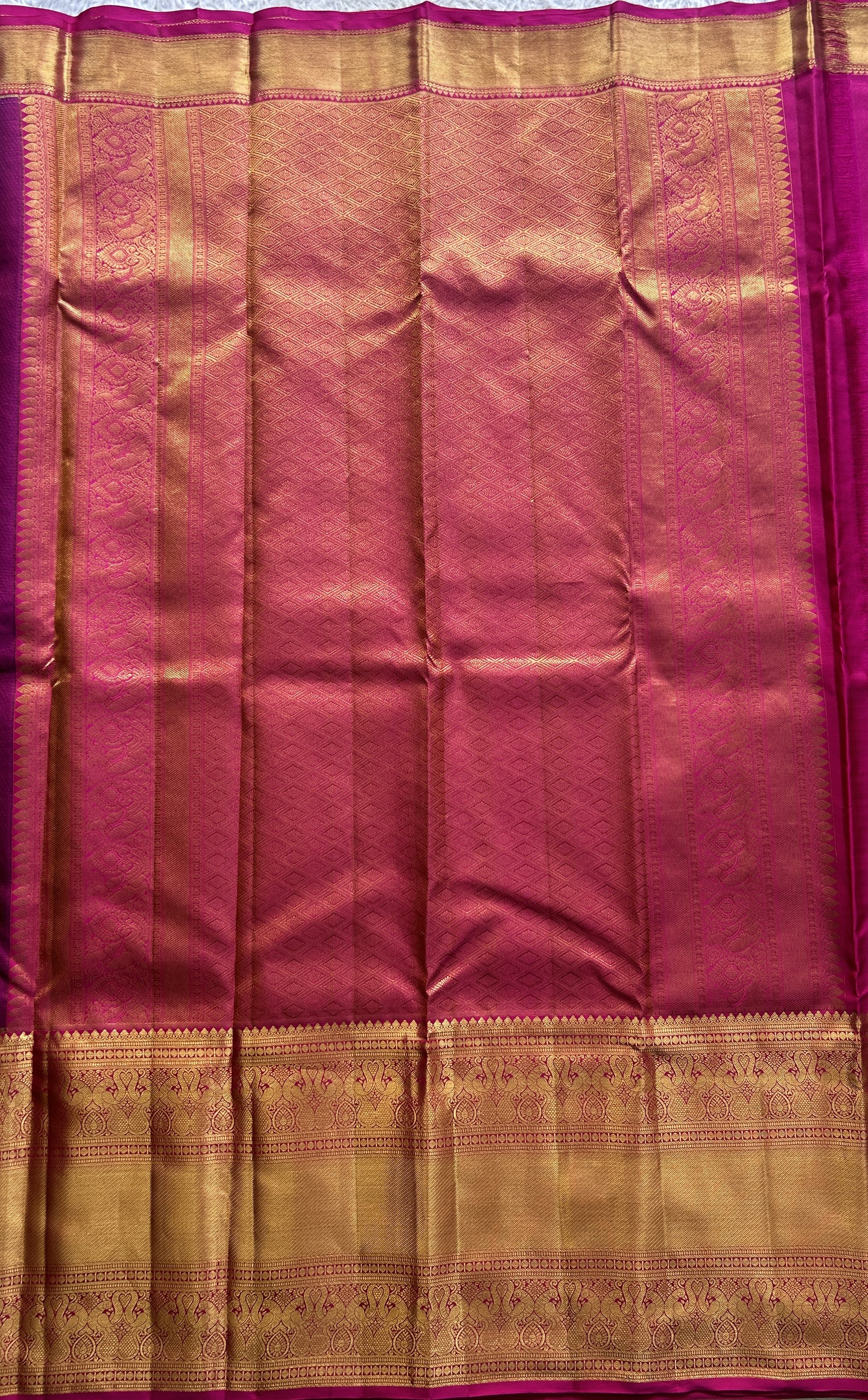 Kanjivaram Bridal Silk Saree Navy Blue colored complemented with a Zari border. - Sampradaya Designer Studio