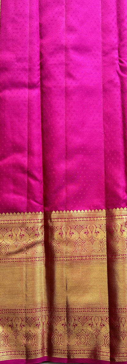 Kanjivaram Bridal Silk Saree Navy Blue colored complemented with a Zari border. - Sampradaya Designer Studio