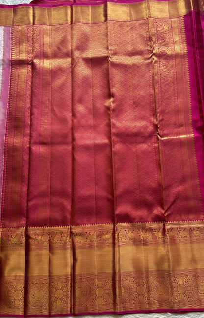 Kanjivaram Bridal Silk Saree Baby Pink colored complemented with a Zari border. - Sampradaya Designer Studio