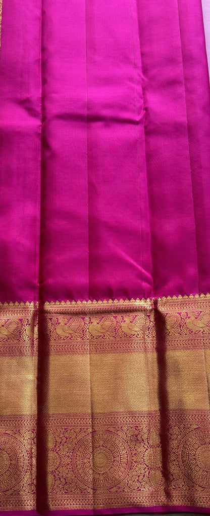 Kanjivaram Bridal Silk Saree Baby Pink colored complemented with a Zari border. - Sampradaya Designer Studio