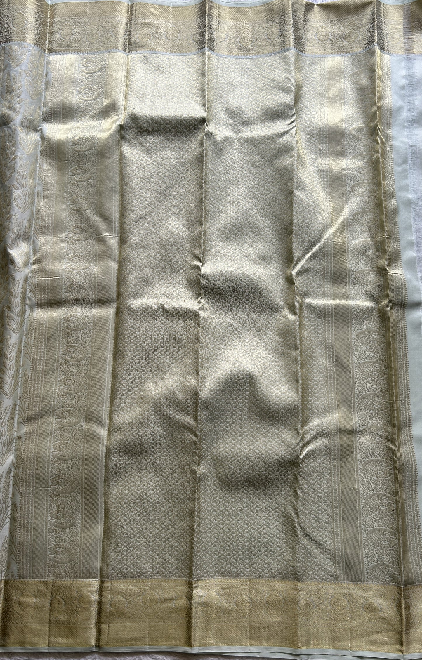 Kanjivaram Bridal Silk Saree Light Sea Green colored complemented with a Zari border. - Sampradaya Designer Studio